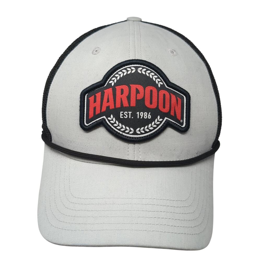 Harpoon Snapback Trucker Hat Gray One Size Adjustable Embroidered Rope Mesh Back
